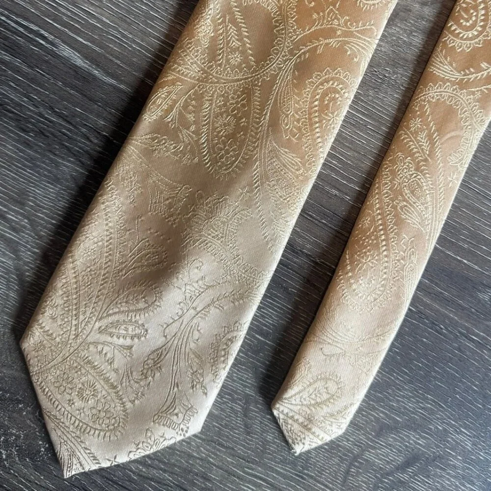 Vesuvio Napoli 100% Polyester Gold Paisley Men's Necktie